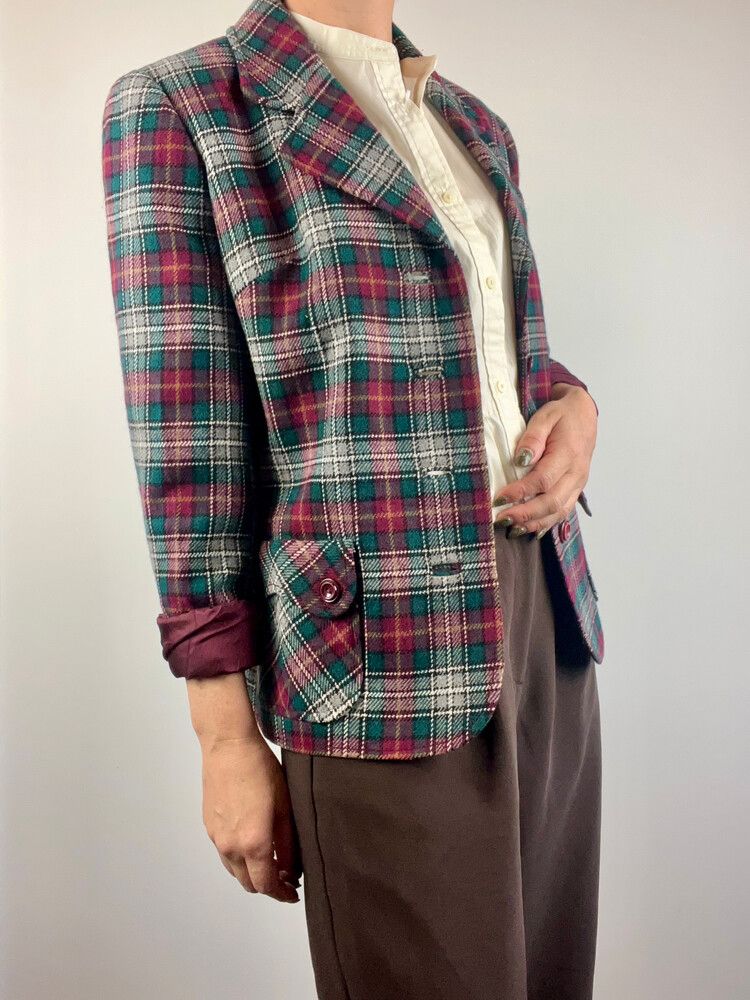 Vintage Wool Check Blazer
