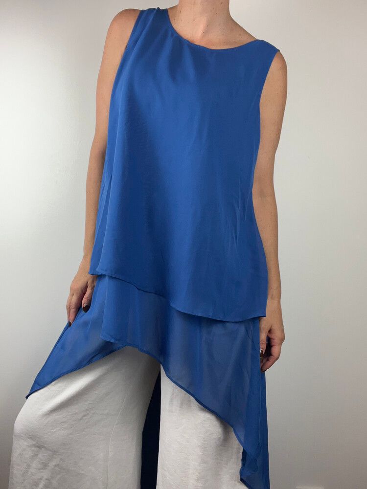 Cobalt Blue Chiffon Top
