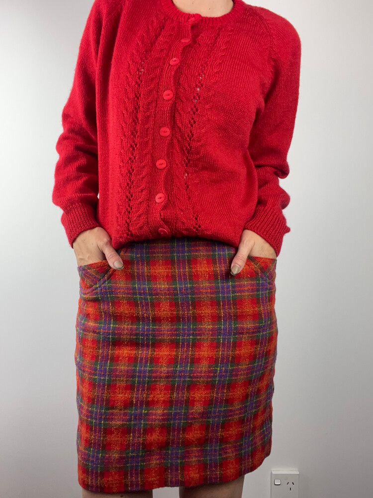 Vintage Wool Tartan Plaid Mini Skirt