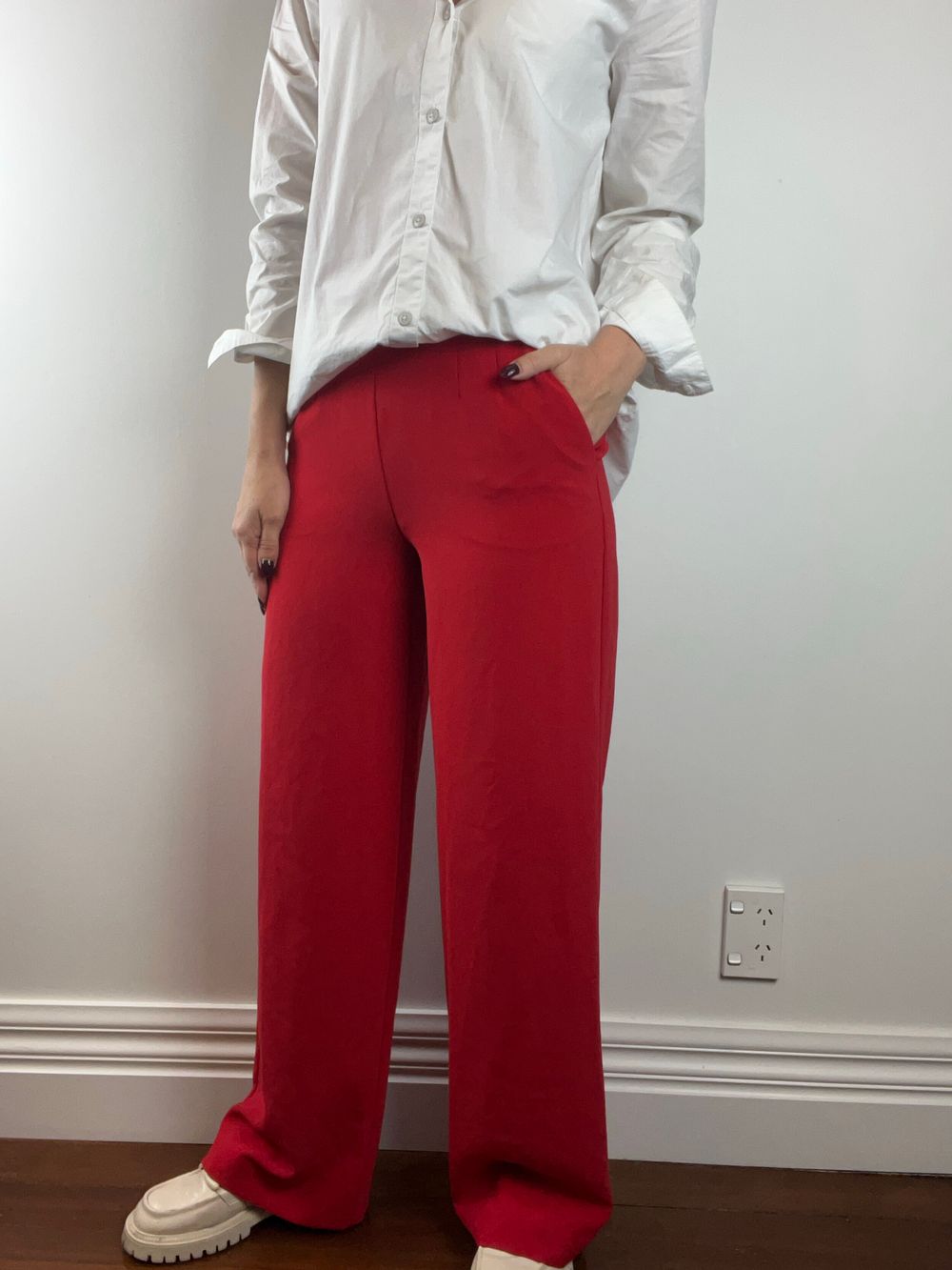 Red Wide Leg Trousers