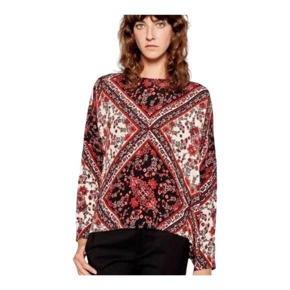 ZARA Boho Print Winter Long Sleeve Top Blouse