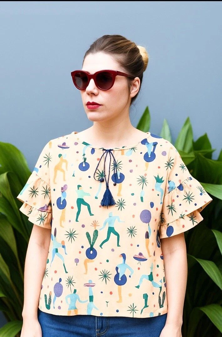 GORMAN x MIREIA RUIZ Moon Dance Organic Cotton Blouse Top