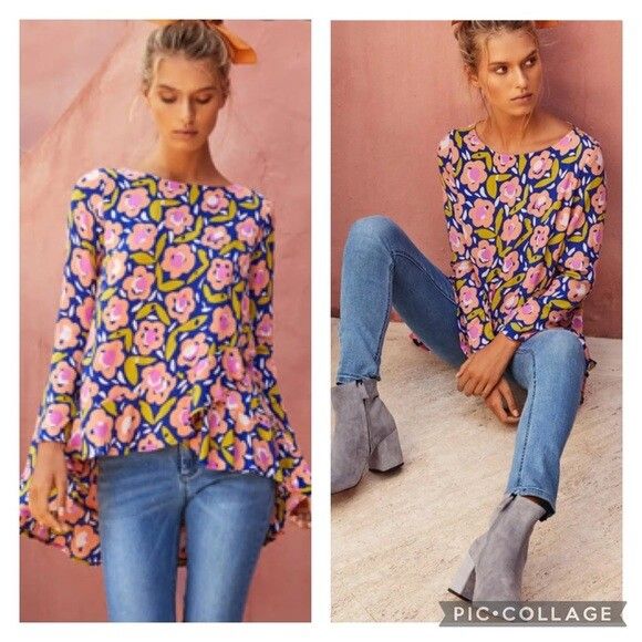 MISTER ZIMI Bloom Louise Floral Long Sleeve Winter Top Blouse NWT