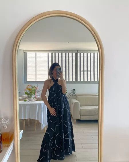 DISSH Luna Linen Black Halter Maxi Dress