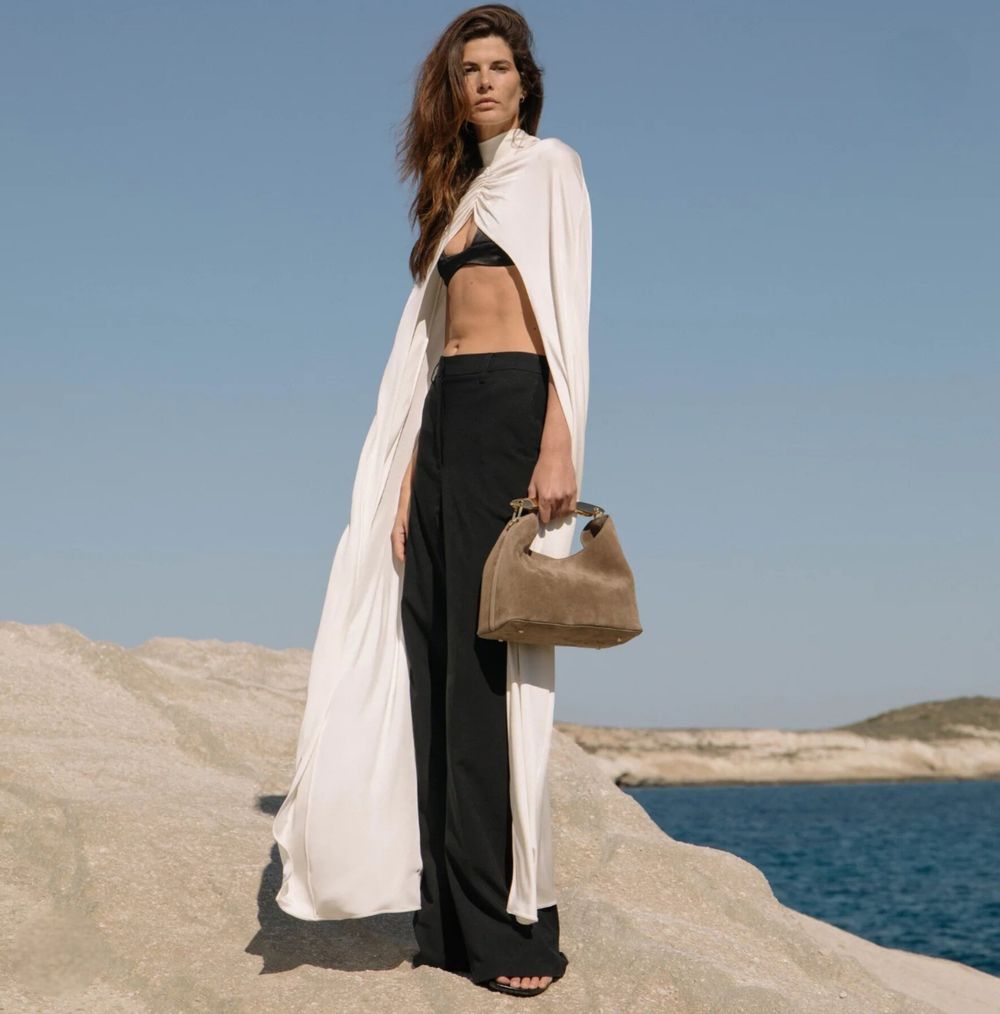 NEW with tags ELLEME brown suede handbag with gold hardware.
