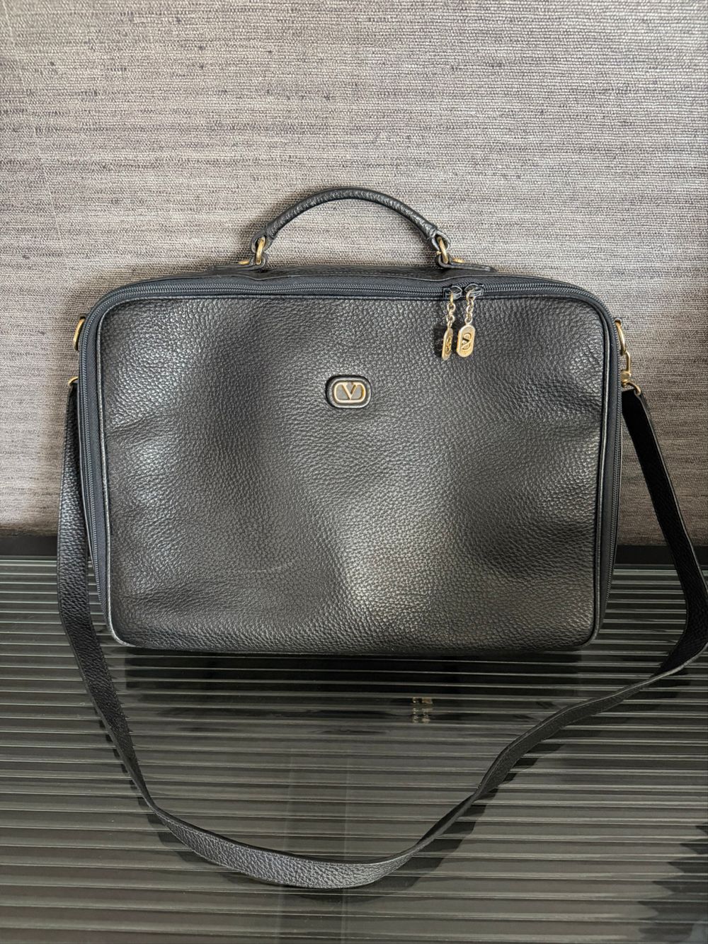 Valentino Garavani Black Leather work bag