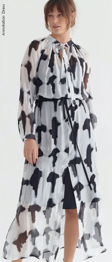 Taylor Print Annotation Dress - Ivory Transude Print