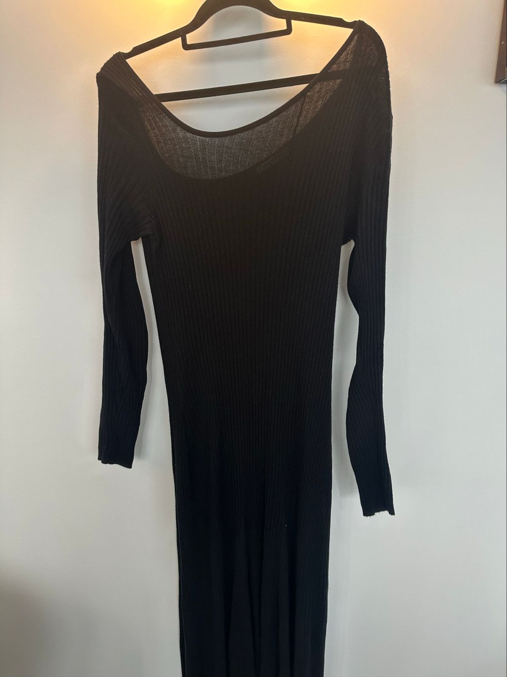 MARLE Black Ribbed Knit Maxi Dress