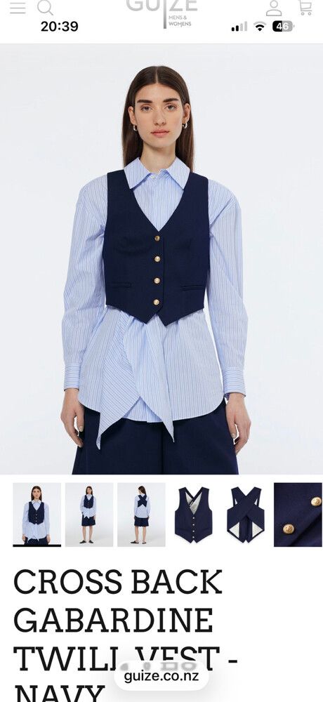 Scotch & Soda Cross Back Gabardine Navy Vest