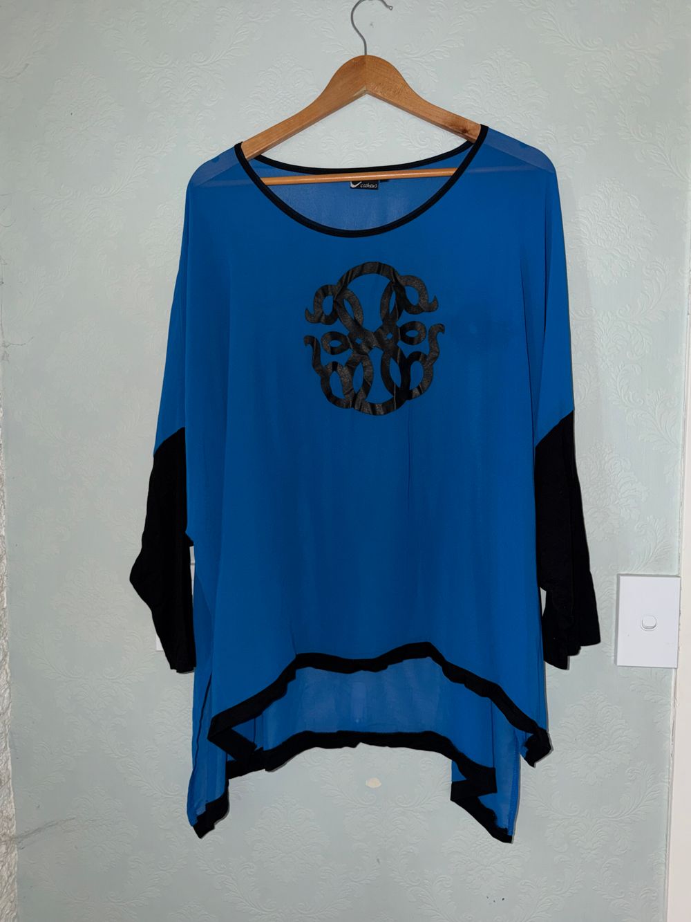 Cashews Blue Sheer Tunic Top