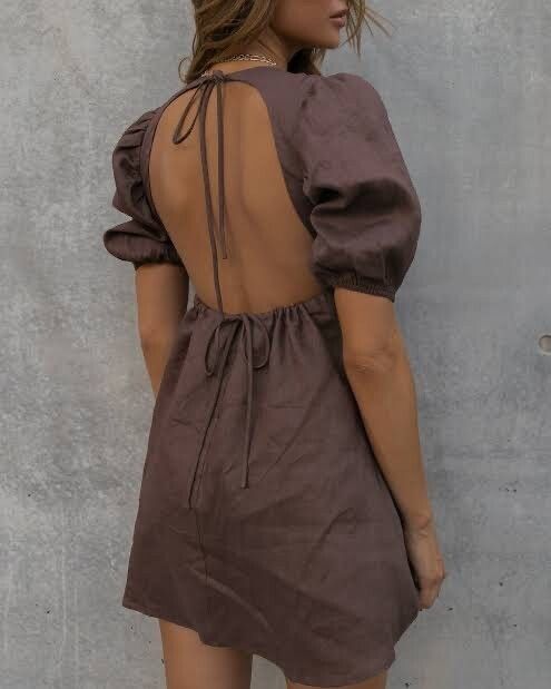 dissh brown mini dress BEVERLY BITTER CHOC SPOT MINI DRESS – DISSH main image 0