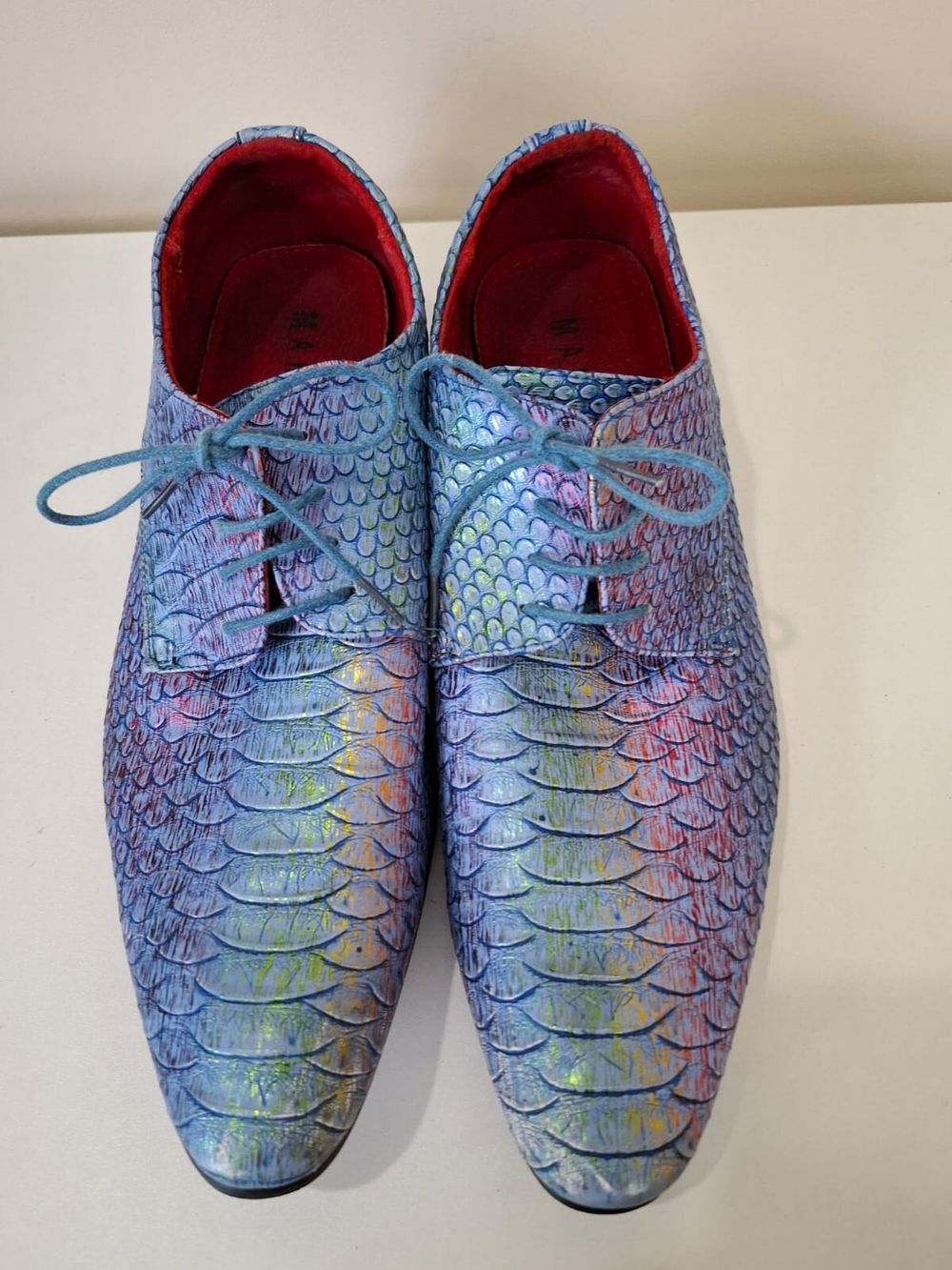 Maher Men’s Dress Shoes – Blue Iridescent Snakeskin Effect SZ45