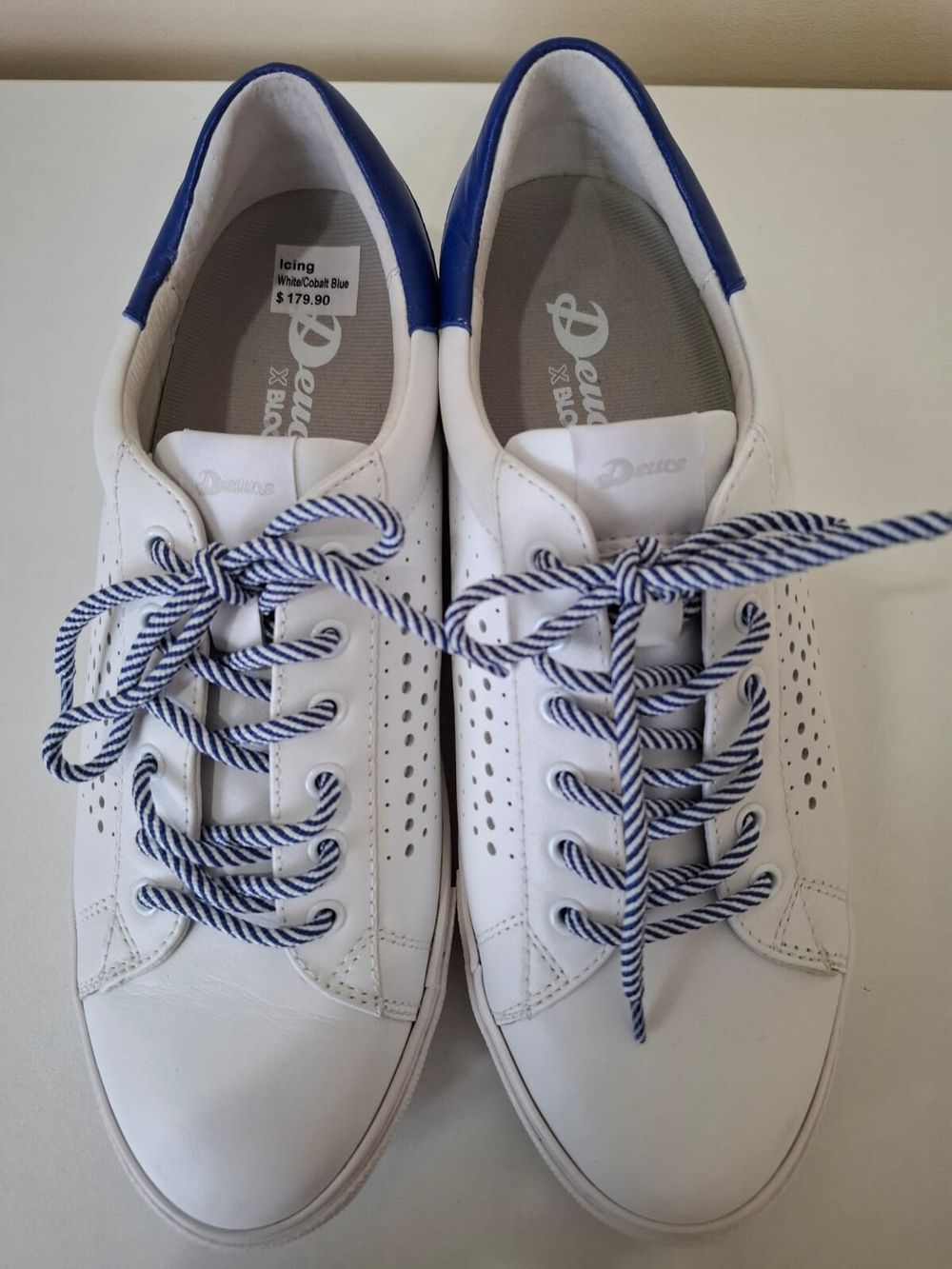 Deuce x Bloch “Icing” Sneakers – White / Cobalt Blue SZ 41 **LIKE NEW**