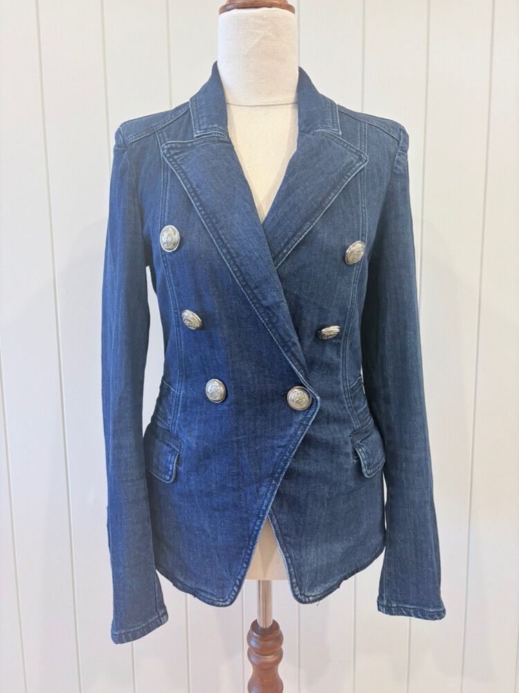 Decjuba “Ellen” Dark Wash Denim Jacket Military Style