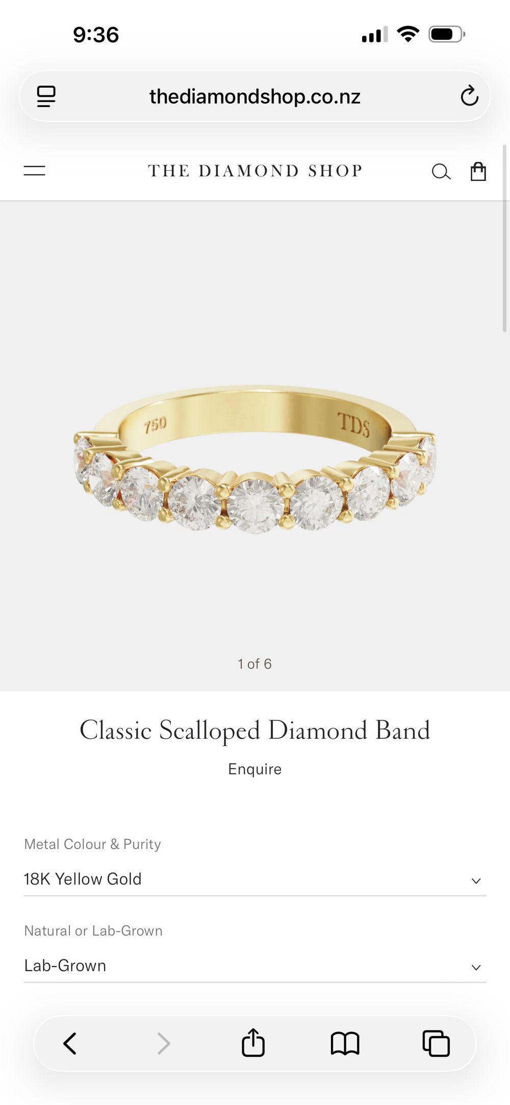The Diamond Shop Gold Scalloped Diamond Band