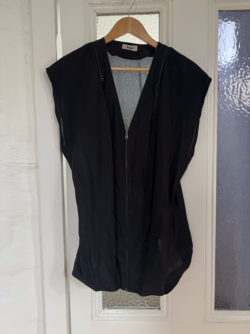 Acne Black Silk Sleeveless Jacket