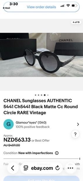 Chanel Black Sunglasses/ Vintage