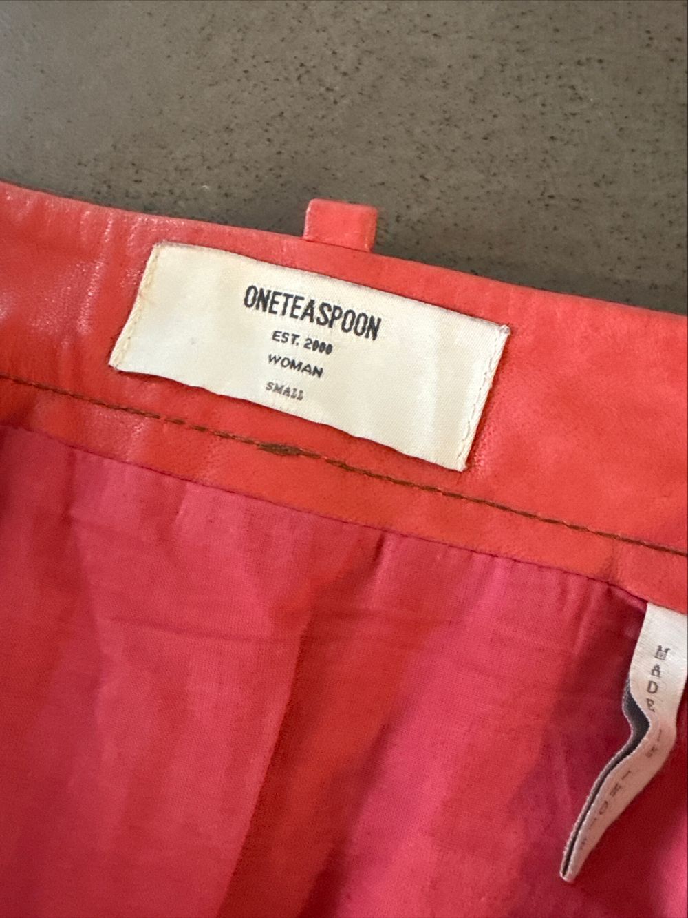 One Teaspoon Red Leather Skirt Size Small