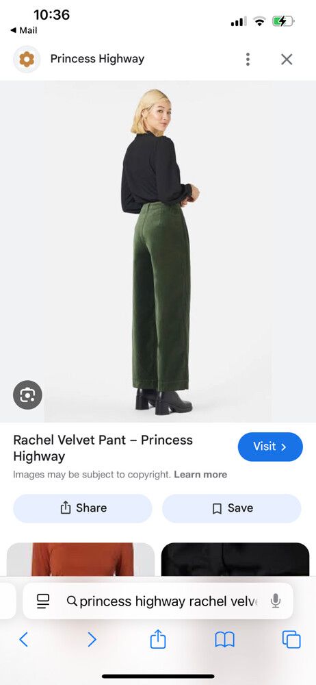 Green Velvet Cropped High Waisted Pants