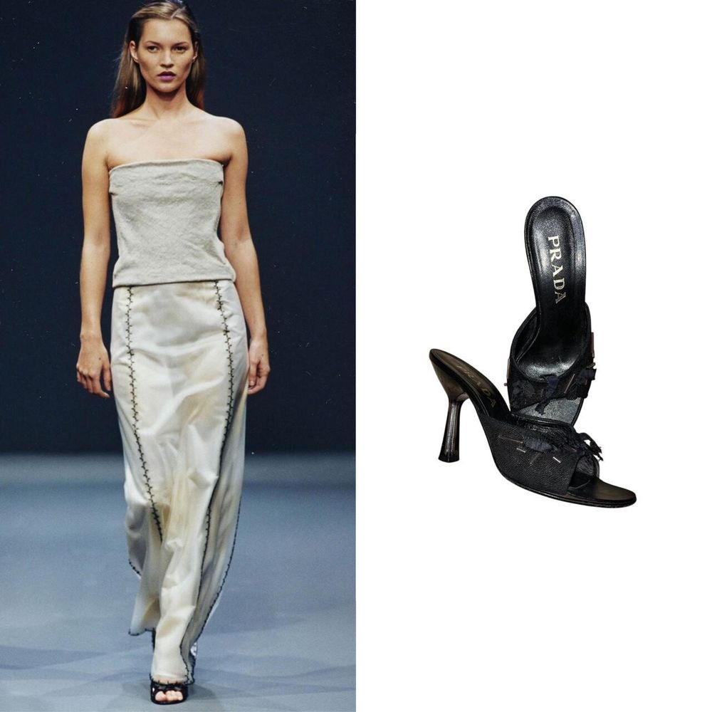 Vintage Prada 1998 S/S Embellished Lucite Heel Sandals