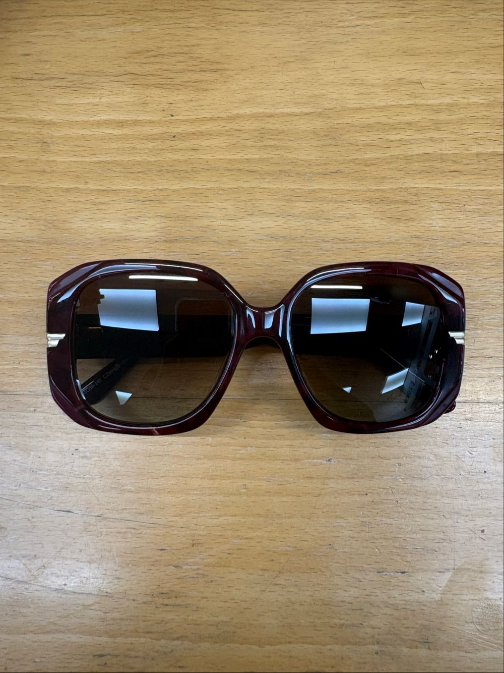 Polarised Collette Dinnigan Burgundy Oversized Sunglasses