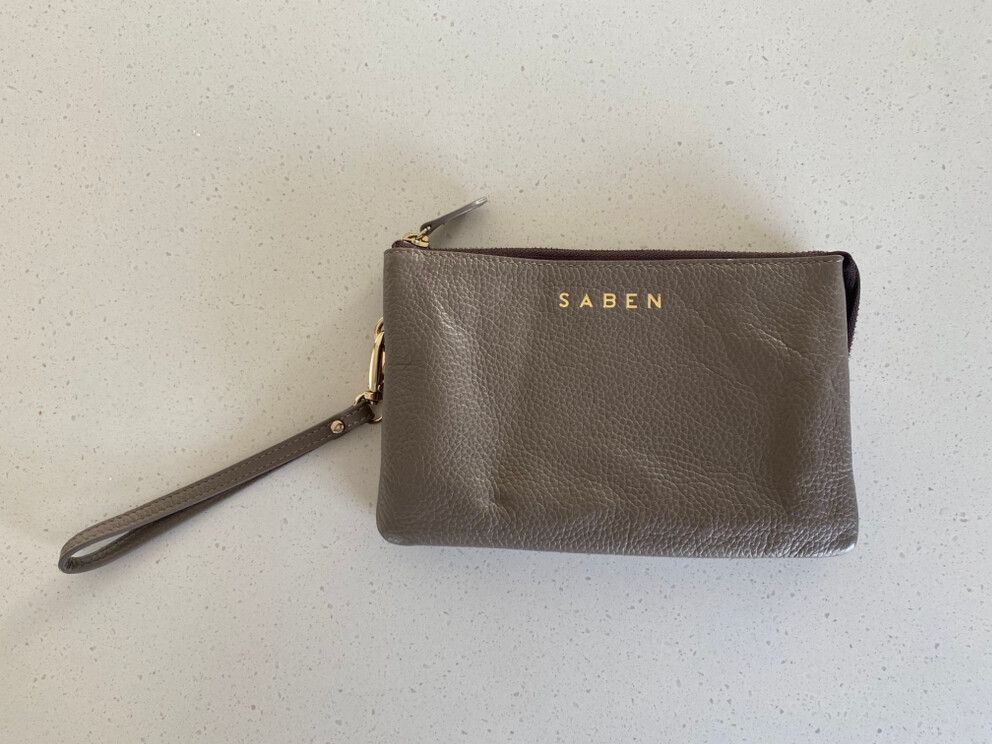 Saben Leather Clutch Bag - Fawn coloured