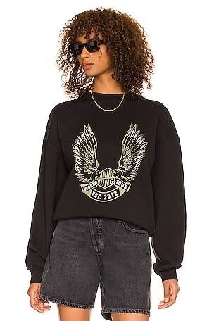 ANINE BING Kenny Gold Wings Sweatshirt Size MEDIUM