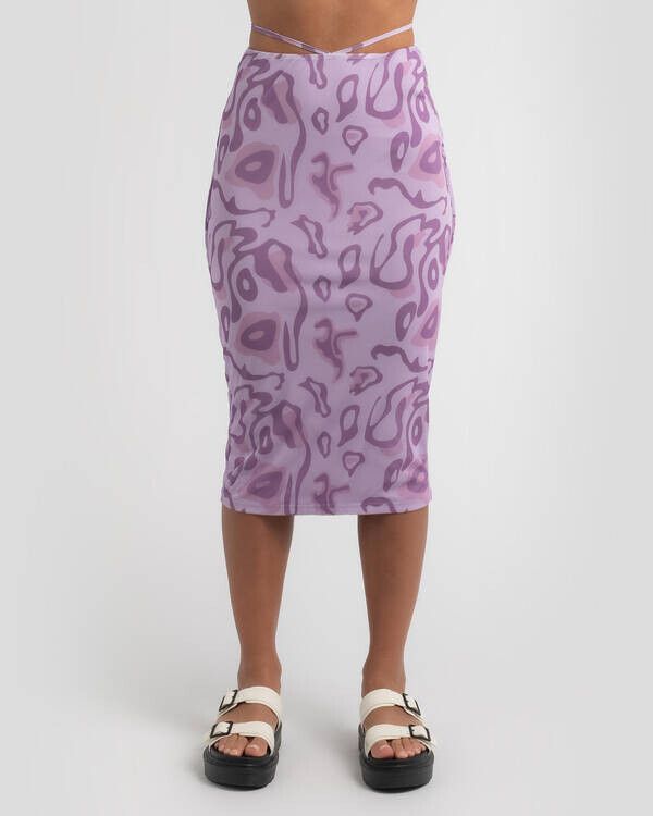 Purple swirl midi skirt
