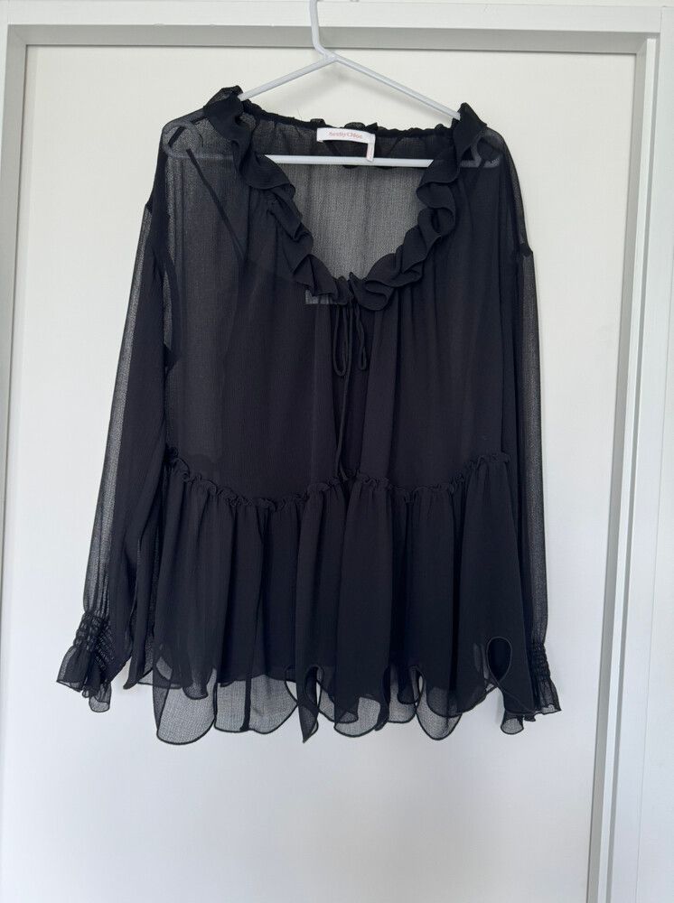 see by chloe sheer sleeve top
