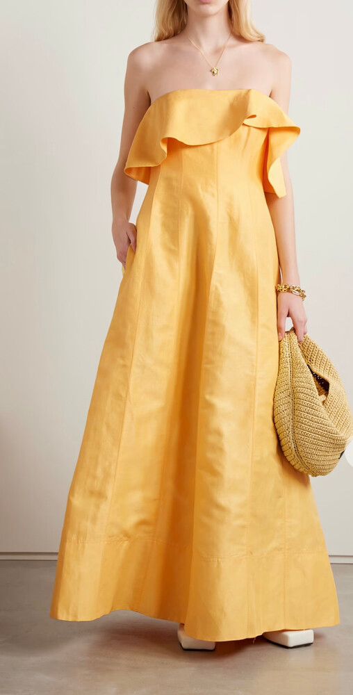 green emerald velvet dress Zara Gathered Maxi Dress-GOLD / 4