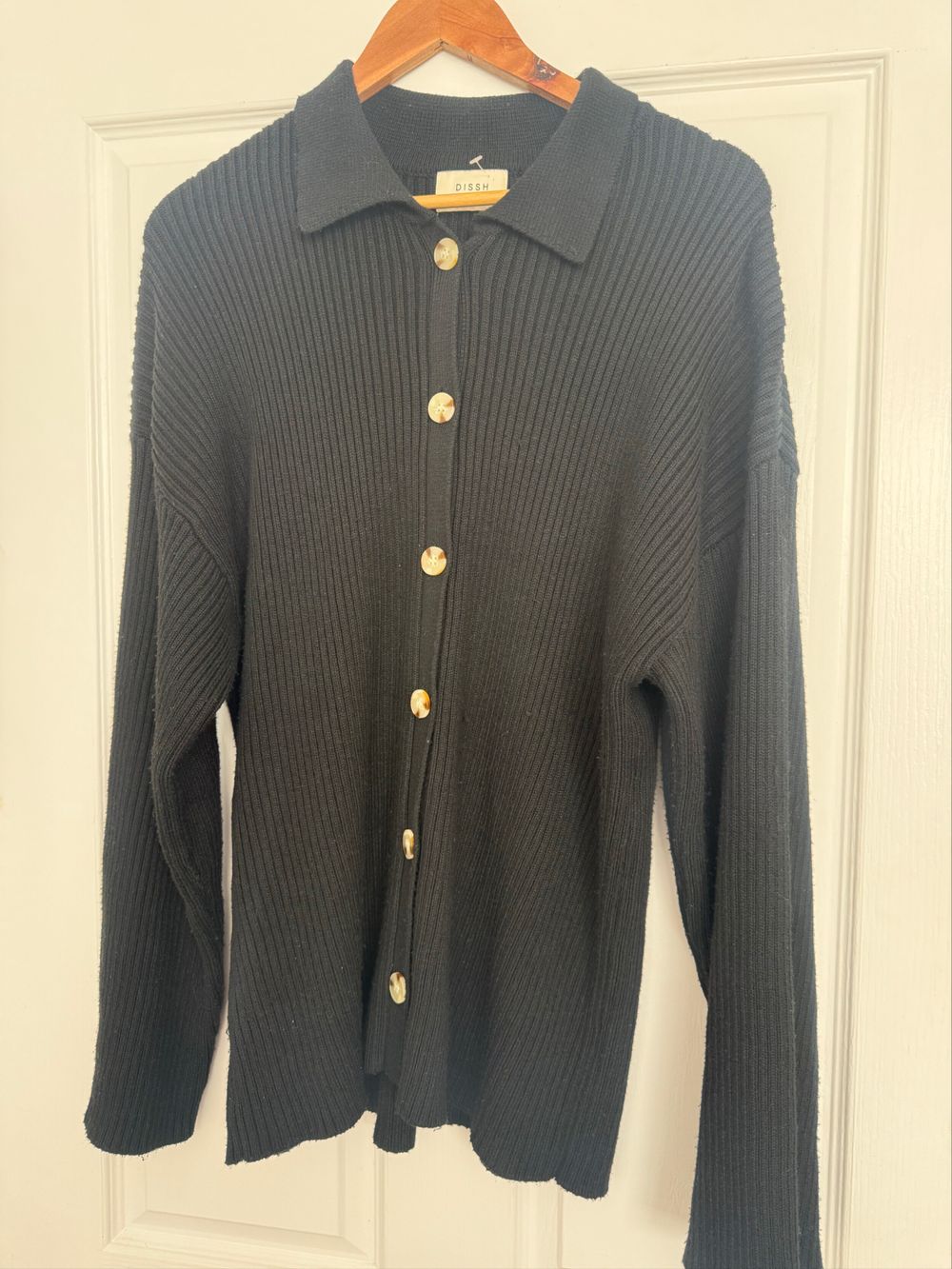 DISSH Black Ribbed Stella Knit Cardigan XL extra large