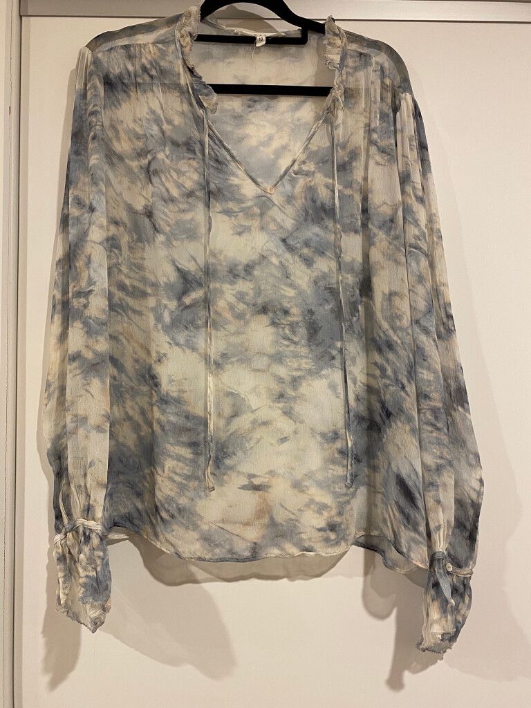 Max Blue and Beige Watercolour Blouse size 10