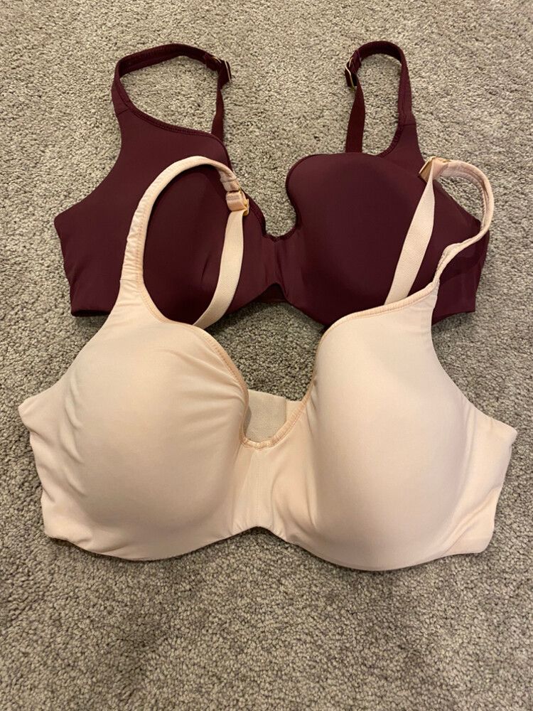 Berlei Maroon and Nude Bras Barely There 14DD