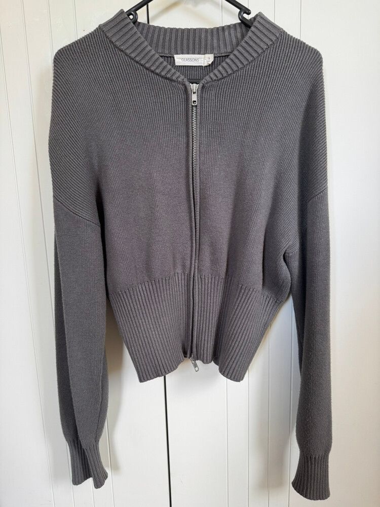 Glassons Grey Zip-Up Knit Jumper