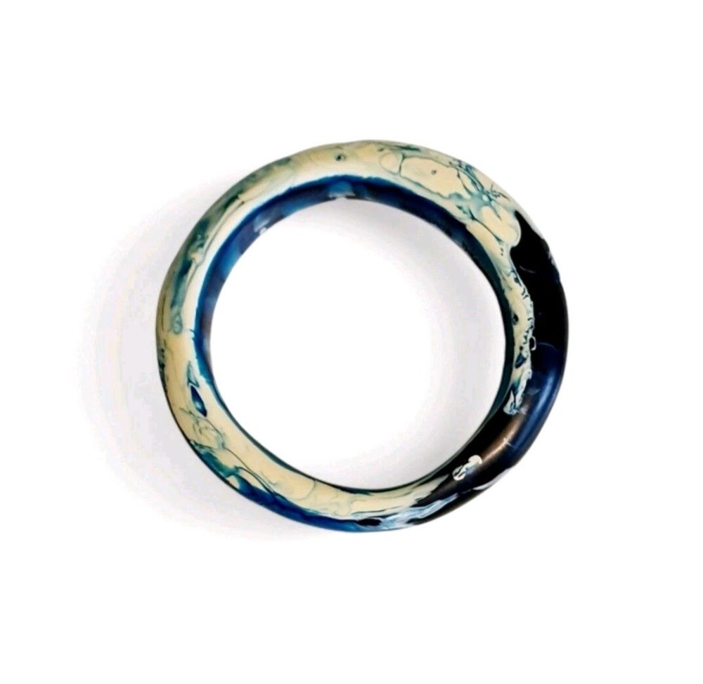 Dinosaur Designs Bangle Resin Blue, Aqua and White Swirl Vintage Y2K DD Stamped
