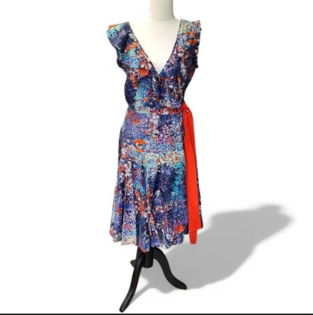 Ted Baker Floral Midi Dress 12 Size 3