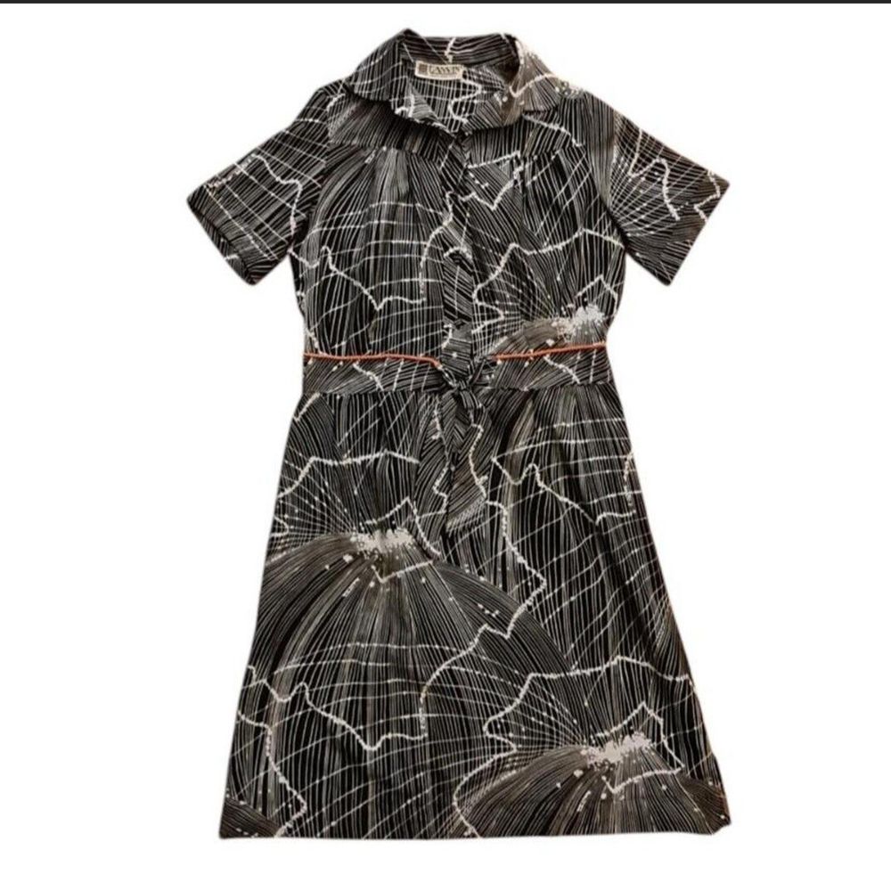 LANVIN Shirt Dress 14 Size XL 70s Vintage Authentic