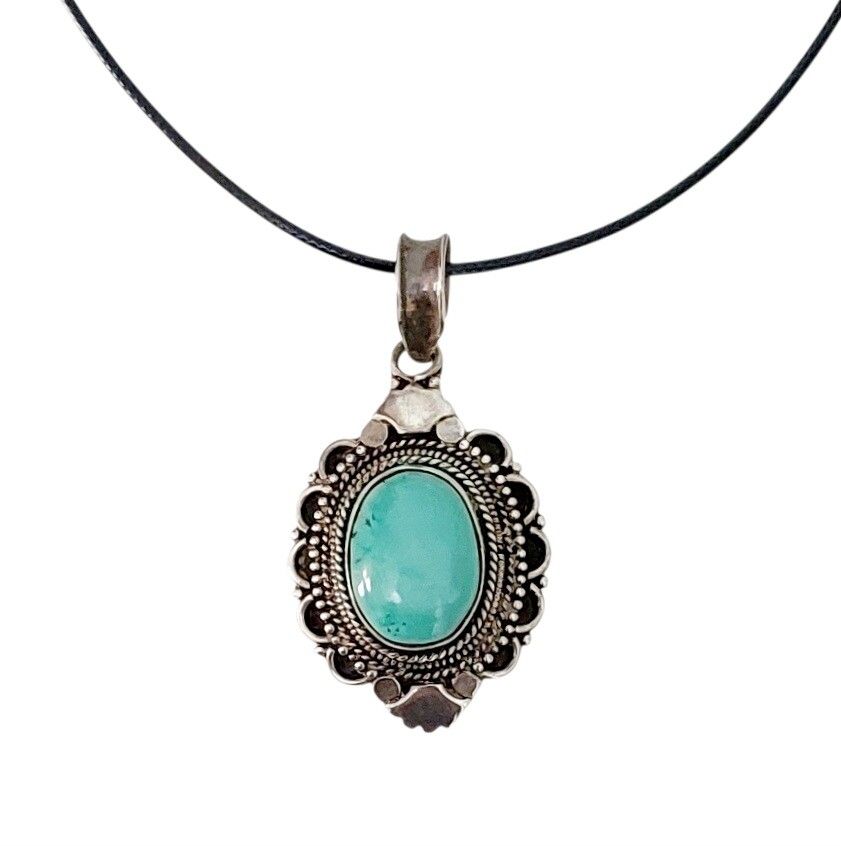 Silver Turquoise Pendant Necklace