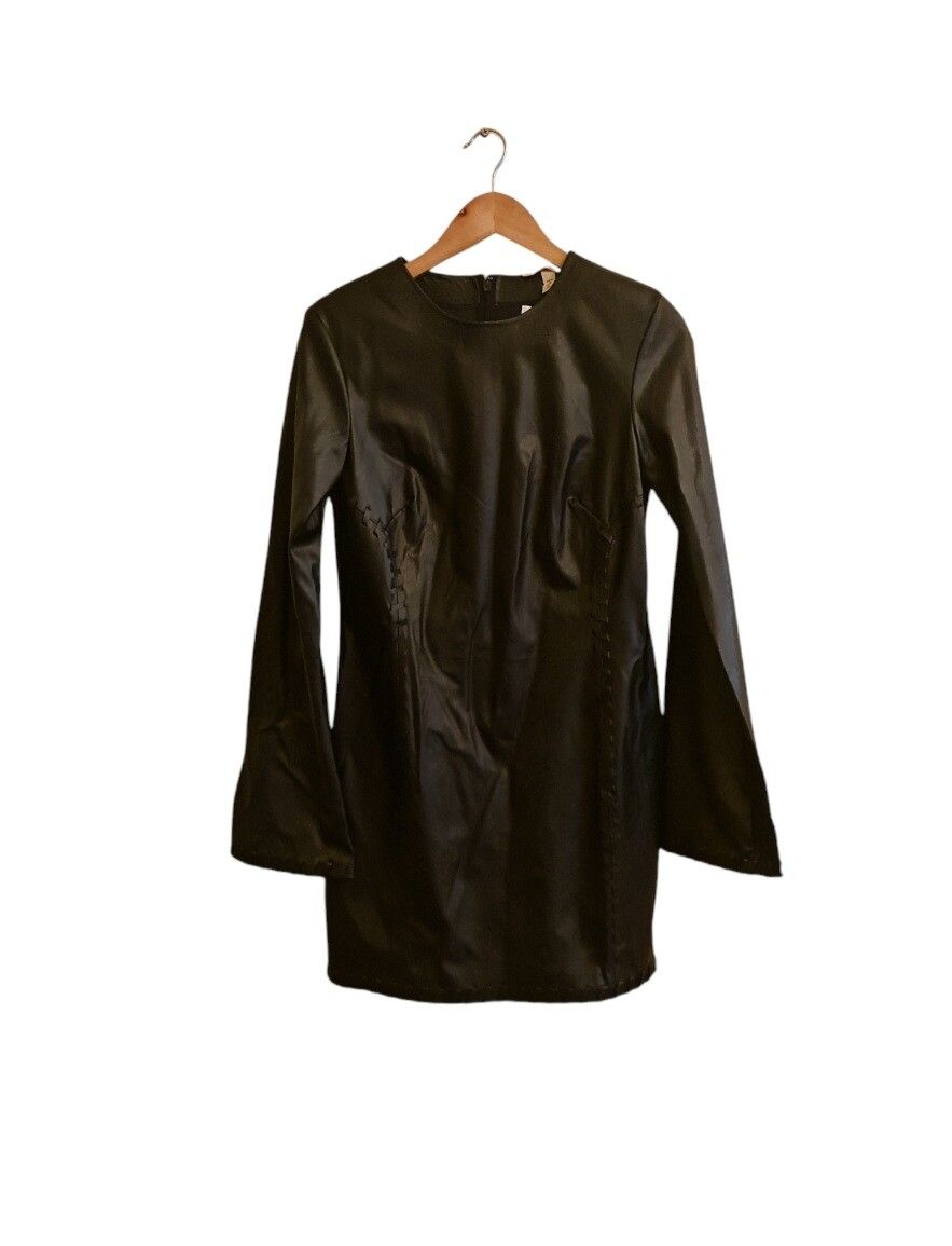 NWT HM Black Vegan Leather Dress Mini Womens