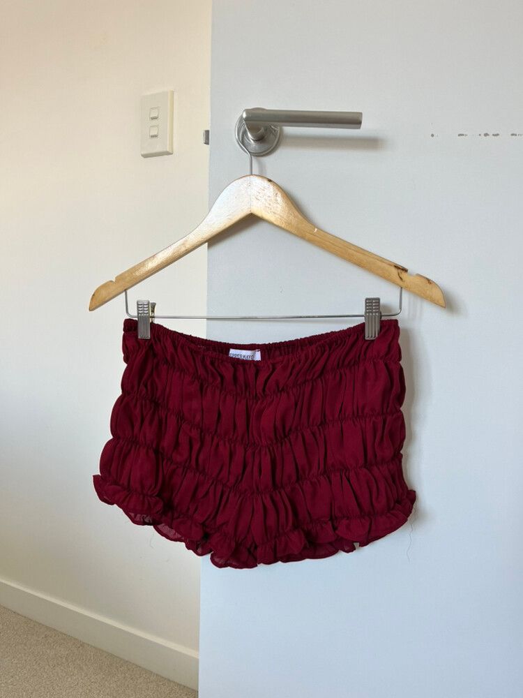 Peppermayo Maroon Scrunch Shorts