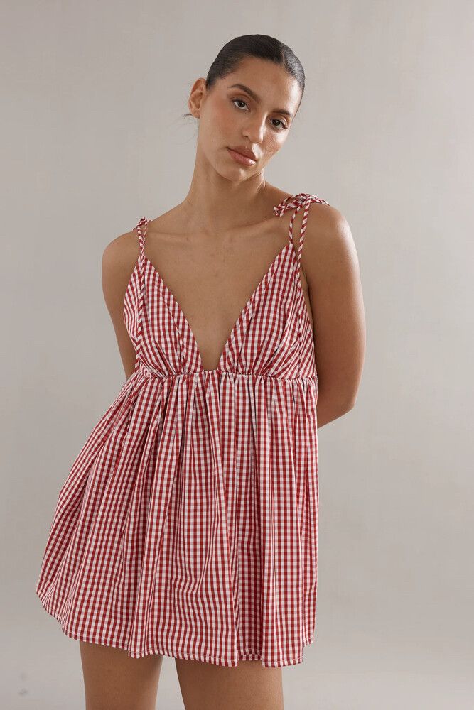 Esther Top and Shorts - Red Gingham