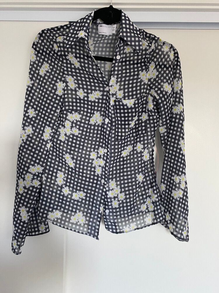 ASOS Black Gingham Daisy Shirt