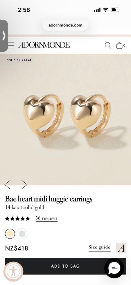 Adornmonde Bae Heart Midi Huggie Earrings