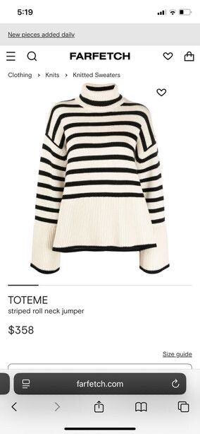 Toteme Striped Roll Neck Jumper