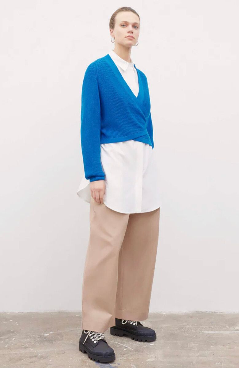 Kowtow Buoy Blue wrap cardigan