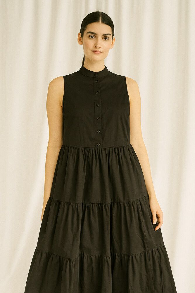 Decjuba -  Decjuba Black Tiered Sleeveless Dress  Size M on Designer  Wardrobe