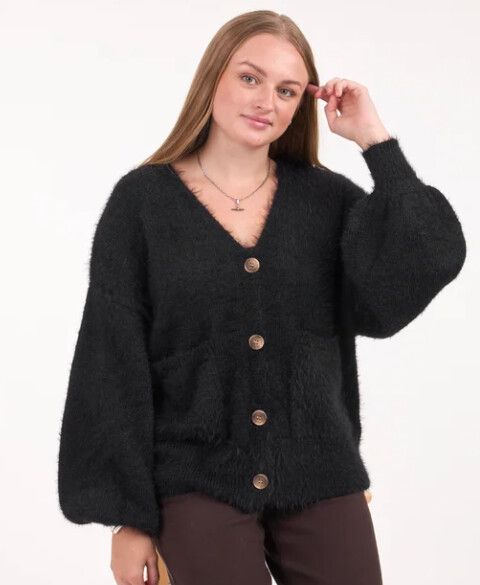 Women's Eyelash Cardi in Black