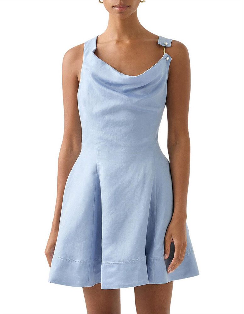 aje liberty asymmetric mini dress Aje Liberty Asymmetric Mini Dress - Steel Blue