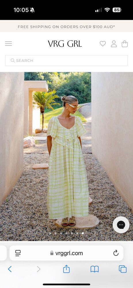 vrg grl - La Prairie Smock Midi Dress Check on Designer Wardrobe vrg grl - La Prairie Smock Midi Dress Check on Designer Wardrobe