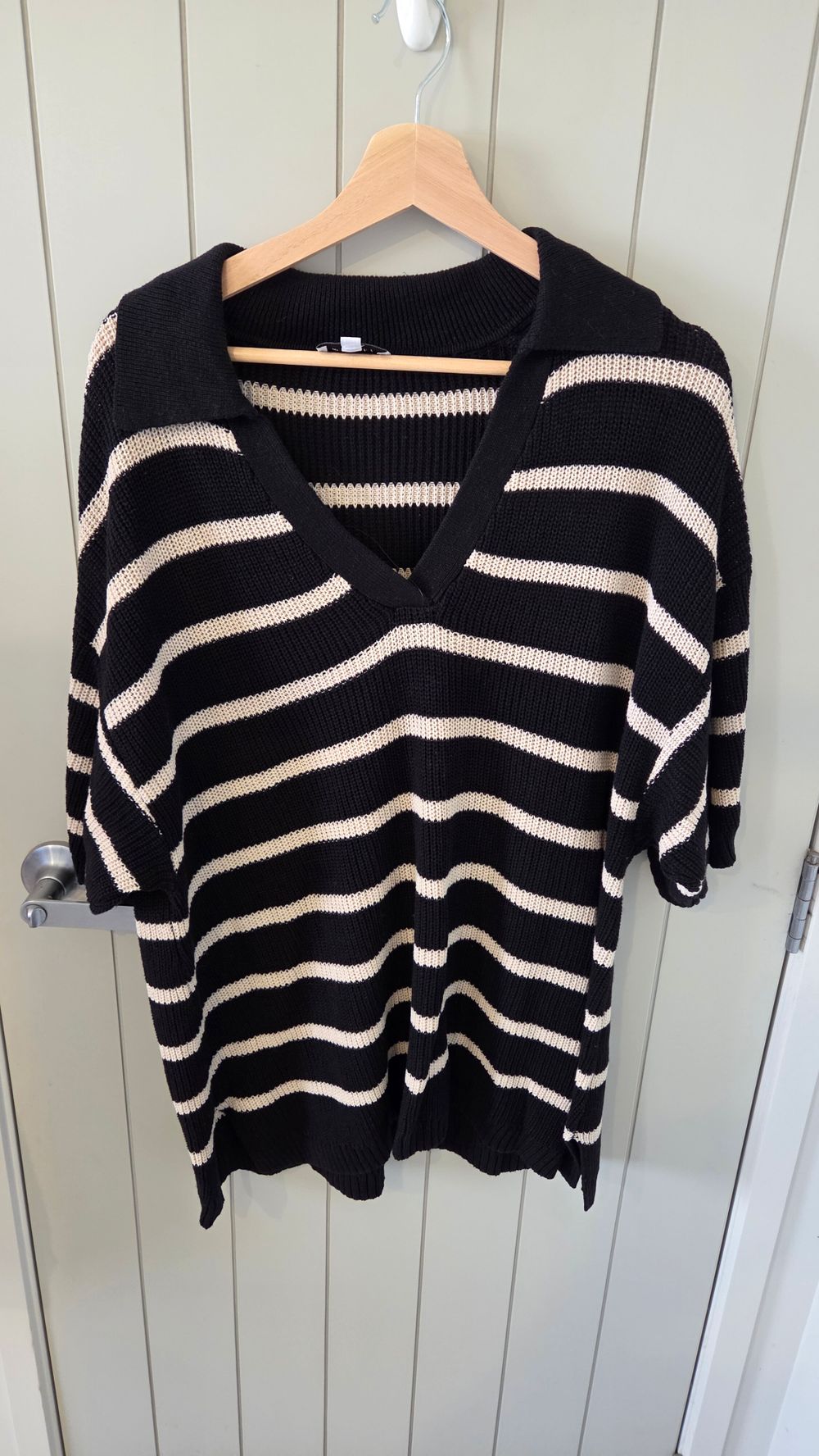 Moochi Black And Beige Striped Jumper